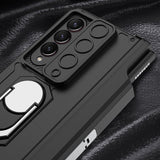 For Samsung Galaxy Z Fold4 5G Magnetic Phone Case With Pen Holder - Foldable - Black - Top-Down View