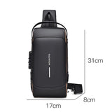 Waterproof Usb Crossbody Backpack For Sports - Black Gold - Side View