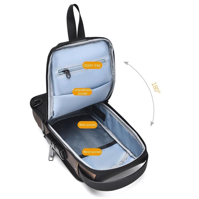 Waterproof Usb Crossbody Backpack For Sports - Black Gold