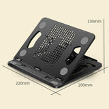 Adjustable Laptop Cooling Stand - Foldable Design - Black - Top-Down View