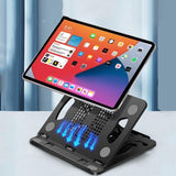 Adjustable Laptop Cooling Stand - Foldable Design - Black - Low Angle