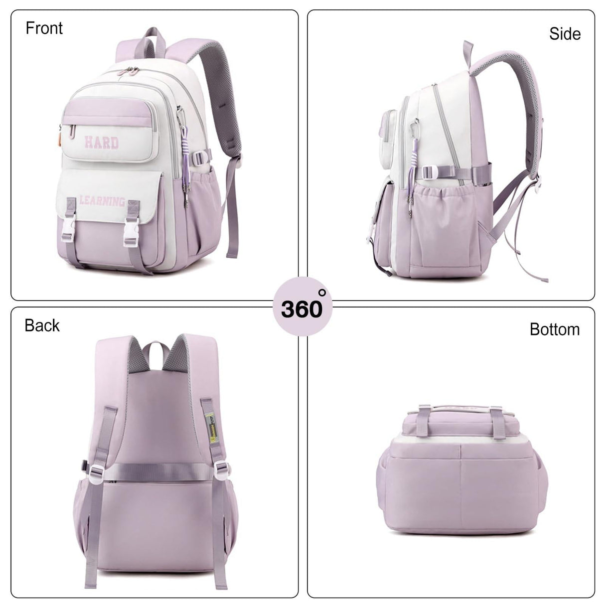 Versatile 15.6 Backpack for School & Work - Casual Design - Purple White