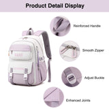 Versatile 15.6 Backpack for School & Work - Casual Design - Purple White - Rear View