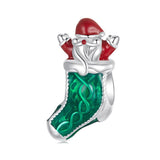 925 Sterling Silver Santa Bracelet Christmas Beads - Front View