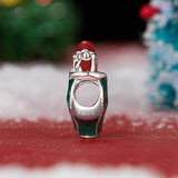 925 Sterling Silver Santa Bracelet Christmas Beads - Top-Down View