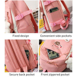 Adorable 5-piece Girls Backpack Set with Bear Design - Blue