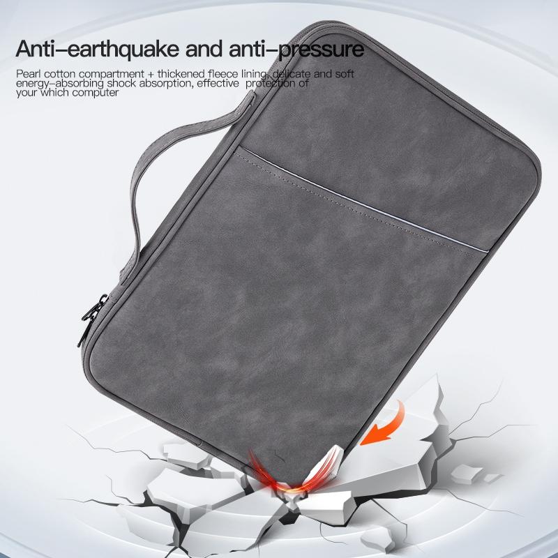 Grey Sheepskin Leather Bag for 9.7-11 Inch Laptops - Portable and Stylish