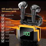 Intelligent Bluetooth Earphones with Digital Display - Pro 90 Hifi Black - Top-Down View