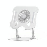 Silver Foldable Laptop Bracket with Fan - Space-saving Design - Front View
