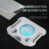 Silver Foldable Laptop Bracket with Fan - Space-saving Design - Rear View