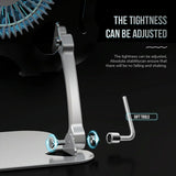 Silver Foldable Laptop Bracket with Fan - Space-saving Design - Low Angle