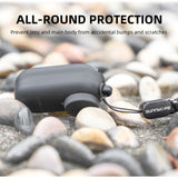 Silicone Camera Body Case with Lens Cap and Neck Strap for Insta360 Go 3 - Black - 45-Degree Angle