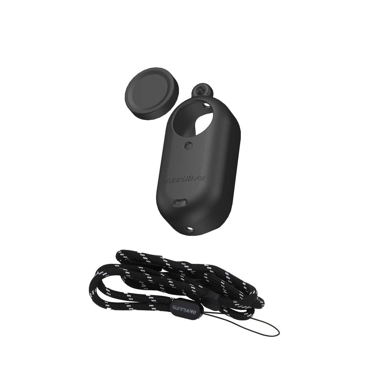 Silicone Camera Body Case with Lens Cap and Neck Strap for Insta360 Go 3 - Black