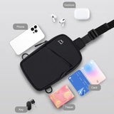 Lightweight Outdoor Sports Chest Bag Cell Phone Crossbody Pack - Black - 45-Degree Angle