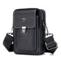 Men First Layer Cowhide Waist Bag Multi Function - Black