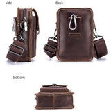 Men First Layer Cowhide Waist Bag Multi Function - Black