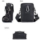Men First Layer Cowhide Waist Bag Multi Function - Black