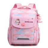 Double School Backpack for Girls - Pink - Front View