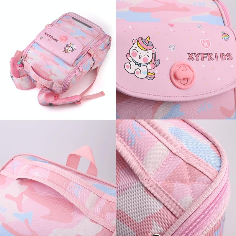 Double School Backpack for Girls - Pink