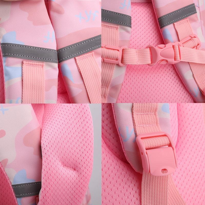 Double School Backpack for Girls - Pink