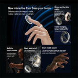 Smart Ring With Heart Rate Blood Oxygen Sleep Tracking - R18 Size 9 - Black - Low Angle