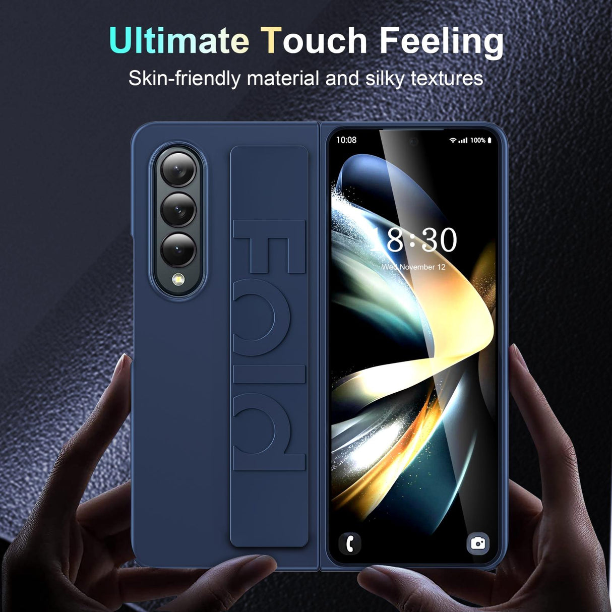 For Samsung Galaxy Z Fold4 5G Silicone Wristband Foldable Phone Case - Blue