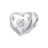 925 Sterling Silver Platinum Plated Love Beads For Diy Valentine'S Day - Front View