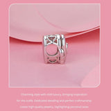 925 Sterling Silver Platinum Plated Love Beads For Diy Valentine'S Day - 45-Degree Angle