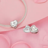925 Sterling Silver Platinum Plated Love Beads For Diy Valentine'S Day - Rear View
