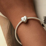 925 Sterling Silver Platinum Plated Love Beads For Diy Valentine'S Day - Close-Up Angle