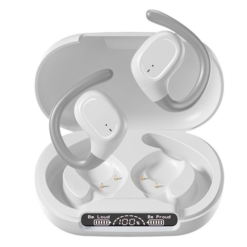 Waterproof Wireless Sports Bluetooth Earphones with Led Display - White