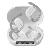 Waterproof Wireless Sports Bluetooth Earphones with Led Display - White