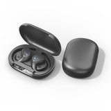 Waterproof Wireless Sports Bluetooth Earphones with Led Display - White - Side View