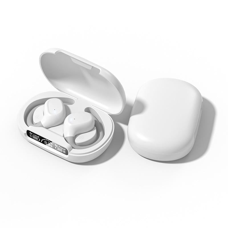 Waterproof Wireless Sports Bluetooth Earphones with Led Display - White