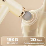 Silent Fascia Gun For Muscle Relaxation - High Frequency Vibration Massager - White - Rear View