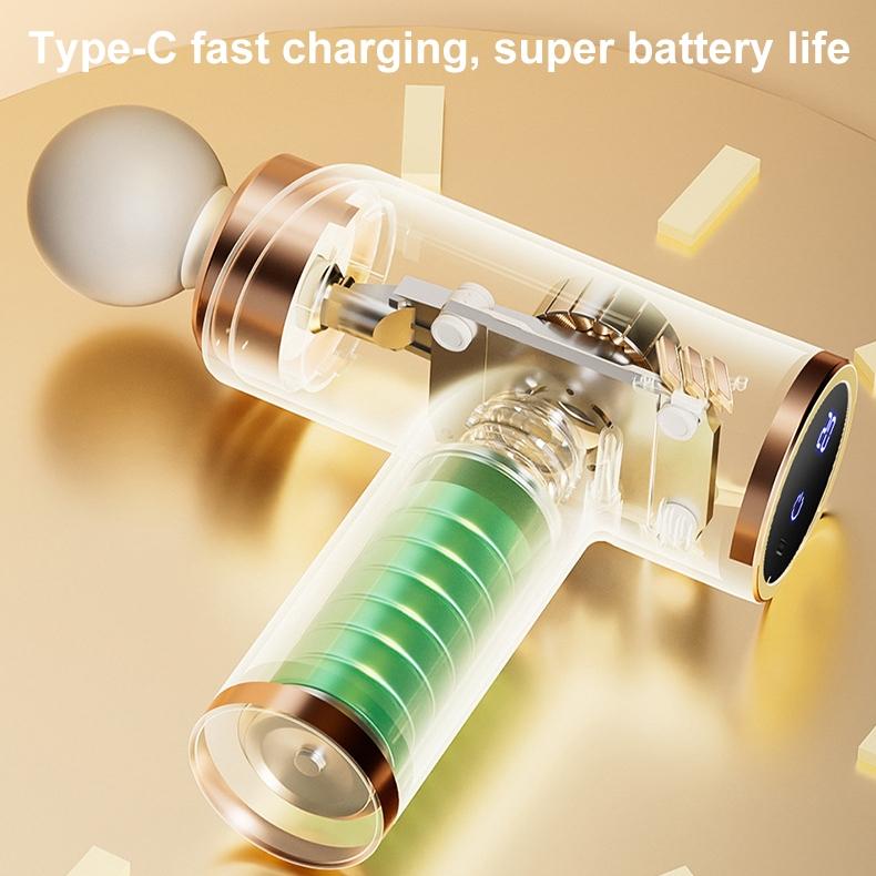 Silent Fascia Gun For Muscle Relaxation - High Frequency Vibration Massager - White