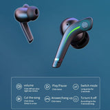 Black Wireless Gaming Bluetooth Earphones - Md168 Tws - Low Angle
