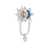 925 Sterling Silver Sun Moon Beaded Diy Pendant - Front View