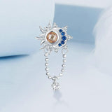 925 Sterling Silver Sun Moon Beaded Diy Pendant - Side View