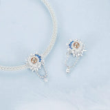 925 Sterling Silver Sun Moon Beaded Diy Pendant - Top-Down View