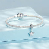 925 Sterling Silver Oxidized Star Bracelet With Beads - Top-Down View