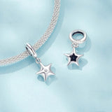 925 Sterling Silver Oxidized Star Bracelet With Beads - 45-Degree Angle