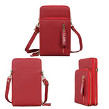 Red Pu Mobile Phone Bag For Women Large Capacity - Side View