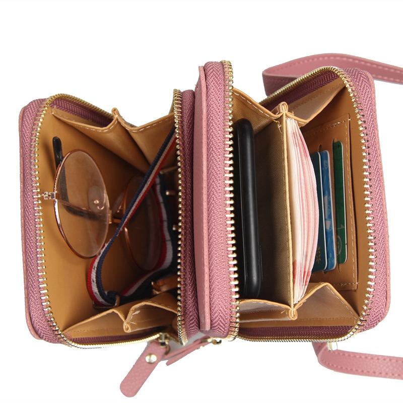 Red Pu Mobile Phone Bag For Women Large Capacity
