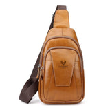 Leather Men Shoulder Bag Compact & Stylish - Red Brown