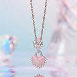 925 Sterling Silver Platinum Plated Bow Heart Pendant Beads - 45-Degree Angle