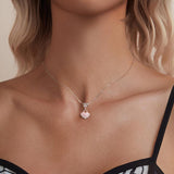 925 Sterling Silver Platinum Plated Bow Heart Pendant Beads - Close-Up Angle