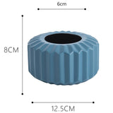 Versatile Vase for Wet and Dry Flowers - Glazed Decorative Pot - Sea Blue - Side View