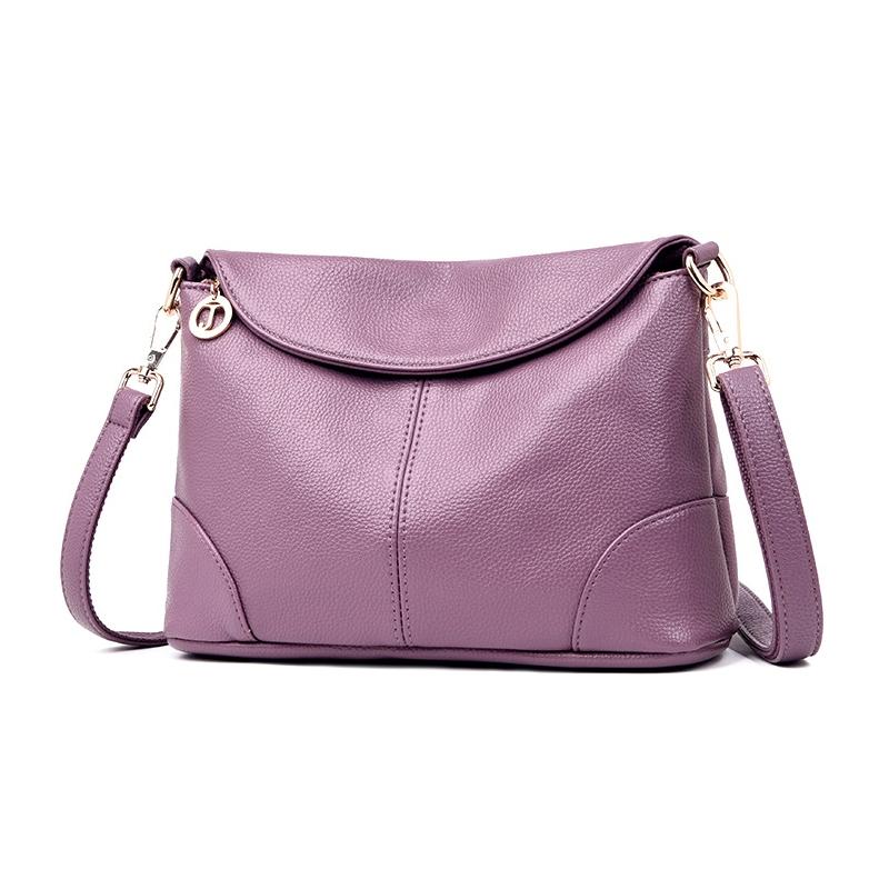 Stylish Soft Leather Shoulder Bag - Blue