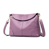 Stylish Soft Leather Shoulder Bag - Blue - Front View